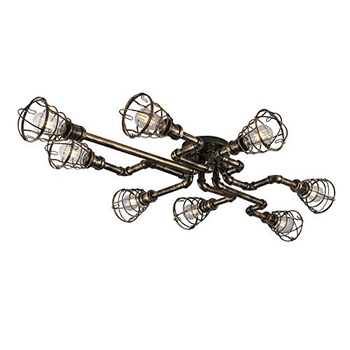 TaNeHaKi Vintage Deckenleuchte 8 Flammen Deckenleuchte Vintage Kronleuchter Retro Deckenleuchte Industrie Kreativ Wasserschlauch Deckenleuchte 8 Flammen Pendelleuchte Retro für Wohnzimmer Schlafzimmer von TaNeHaKi