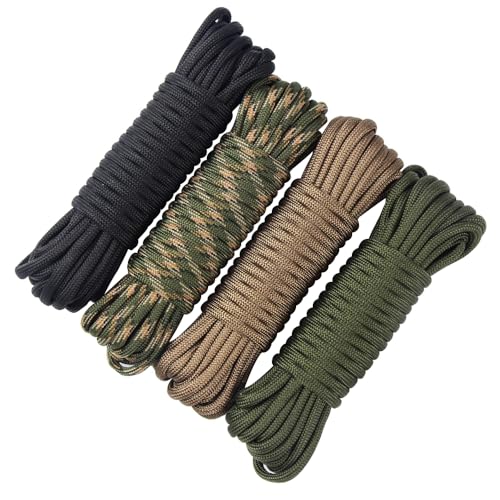 40m Paracord 4mm, 4 Stück Nylon Seil 7 Kern-Strängen Luminous Glow in The Dark Paracord Parachute Cord Hundeleine Paracord für Survival Camping von Taasmoog