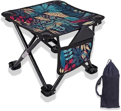 Camping Hocker Tragbarer Klapphocker Tragbarer Stuhl Mini Klappbarer Hocker Angelhocker für Erwachsene Angeln Wandern Gartenarbeit und Strand mit Tragetasche von Taasmoog