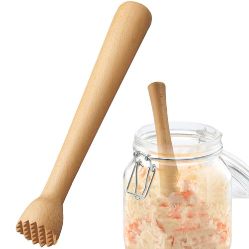 Fermentier-Stampfer, Hölzerne traditionelle Berufskartoffel-Stampfer-Küche, robuster Handstampfer, ideal für Kimchi, Sauerkraut und zum Fermentieren von Gärgut von Taasmoog