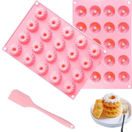 Taasmoog Mini Gugelhupfform Silikon, 2 Stück Backform Gugelhupf Kuchenform Klein Savarin Form Wiederverwendbare Muffinförmchen von Taasmoog
