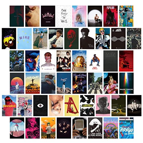 Taasmoog 50PCS Wall Collage Kit, Musikposter für die Raumästhetik, Schlafsaal Foto Display, Raumdekoration, Poster für Schlafzimmer, Album-Cover-Poster(100 Bilder) von Taasmoog