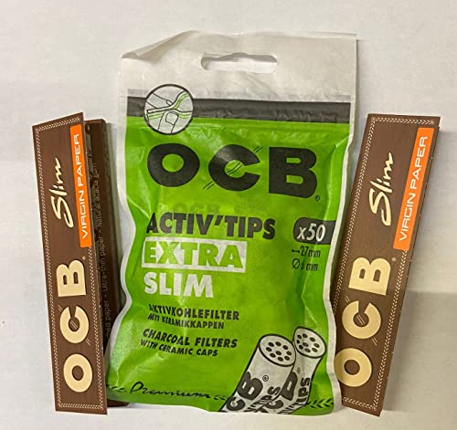 Kombi-Paket mit 2x OCB Virgin King Size Slim Papers + 1x OCB Activ'Tips Extra Slim Aktivkohlefilter 50 Stk Kombi-Paket mit 2x OCB Virgin King Size Slim Papers + 1x OCB Activ'Tips Extra Slim Aktivkohlefilter 50 Stk von Tabakland ...ALLES WAS ANMACHT!