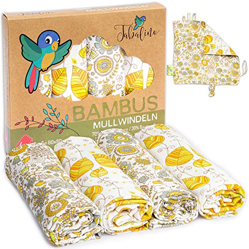 Tabalino® kuschelweiche Bambus Mullwindeln Spucktücher, 4 Mulltücher 80x80cm + 1 Schmusetuch, Stoffwindeln für Jungen & Mädchen Mulltücher Moltontuch aus Baumwolle Tabalino® kuschelweiche Bambus Mullwindeln Spucktücher, 4 Mulltücher 80x80cm + 1 Schmusetuch, Stoffwindeln für Jungen & Mädchen Mulltücher Moltontuch aus Baumwolle von Tabalino