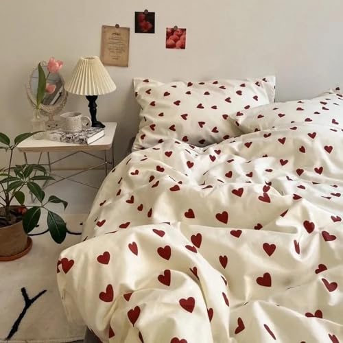 Tabeskly Herzen BettwäSche Mädchen Kinder Bed Duvet Cover Bedding Set Gelb 135×200cm von Tabeskly