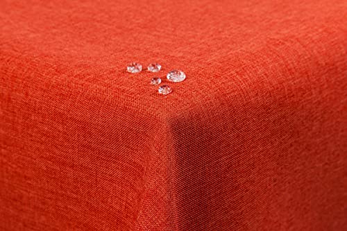 First-Tex Tischdecke Leinenoptik Lotuseffekt abwaschbar mit gerader Saumkante160x160 eckig in Terracotta/orange von Tabibito