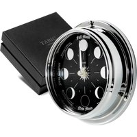 Tabic Prestige Handgefertigte Mondphasen Uhr in Chrom Mit Jet Schwarz Zifferblatt Einer Gespiegelten Kulisse Im Hintergrund Tabic Prestige Handgefertigte Mondphasen Uhr in Chrom Mit Jet Schwarz Zifferblatt Einer Gespiegelten Kulisse Im Hintergrund von TabicClocks