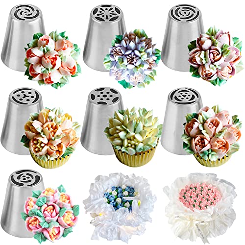 7 stücke Russische Spritztüllen Blume Zuckerguss Düsen Kuchen Dekorieren Düsen Set Rose Tulpe Zuckerguss Piping Tipps Kuchen Dekorationen Liefert DIY Backen Werkzeuge Kit von Tabiger