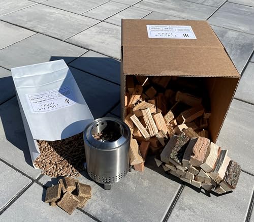 Table Top Timber Mini-Brennholz, Holzbrennstoffpellets und Feuerstarter – kompatibel mit Solo Stove Mesa und Mesa XL – Größenoptionen erhältlich (8,9 cm lange Holzscheite) von Table Top Timber