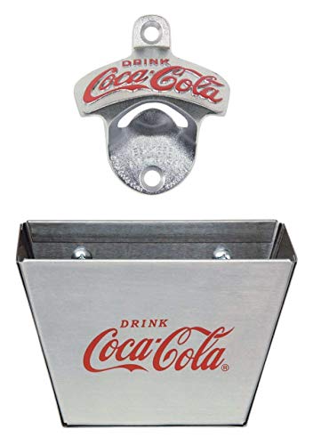1 X Coca Cola Wall Mount Bottle Opener and Coca Cola (Coke) Bottle Cap Catcher Set by Tablecraft by Tablecraft von Tablecraft