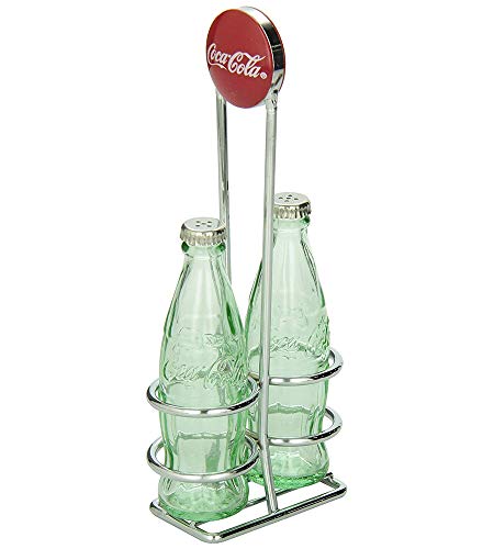 TableCraft Coca-Cola Salz- und Pfefferstreuer-Set mit verchromtem Metallgestell, Coca-Cola Salz- und Pfefferstreuer-Set von Tablecraft