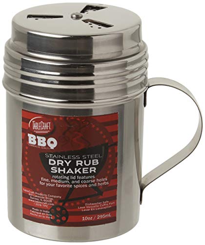Tablecraft, 284 ml, silberfarbener Edelstahl-Trockenreib-Shaker mit Griff, 284 ml von Tablecraft