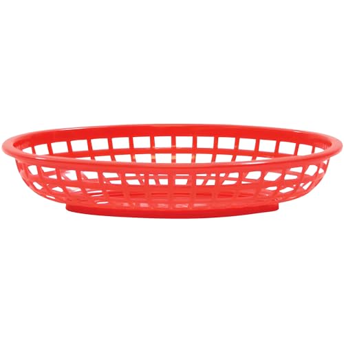 Tablecraft Classic Oval Lebensmittel Korb rot 24 x 15 x 5 cm | Kunststoff Korb, Abendessen, Lebensmittel Korb, Abendessen, Präsentation | Chip Korb, Korb, Pommes Korb, Burger, Hot Dog Korb von Tablecraft