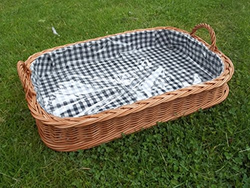 Serviertablett Tablett aus Weide mit Innenfutter, ca. 53cm x 37cm x 15cm/9cm von Tablett