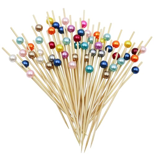200 Stück 12cm Cocktailspieße Holz Zahnstocher Bunt Cocktail Spieße mit Acrylperle Deko Cocktail Sticks Bambus Picks für Kuchen Obst Cocktail Getränke Candy Bar Party von TaboSI