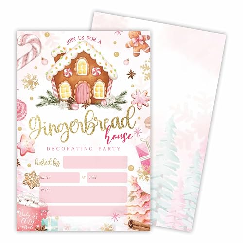 Tabyon Einladungskarten mit Lebkuchenhaus-Dekoration, 20 Einladungen und Umschläge, Einladungen für Weihnachtsfeier, Festtagsessen, Partygeschenk und Dekorationen – A02 Tabyon Einladungskarten mit Lebkuchenhaus-Dekoration, 20 Einladungen und Umschläge, Einladungen für Weihnachtsfeier, Festtagsessen, Partygeschenk und Dekorationen – A02 von Tabyon