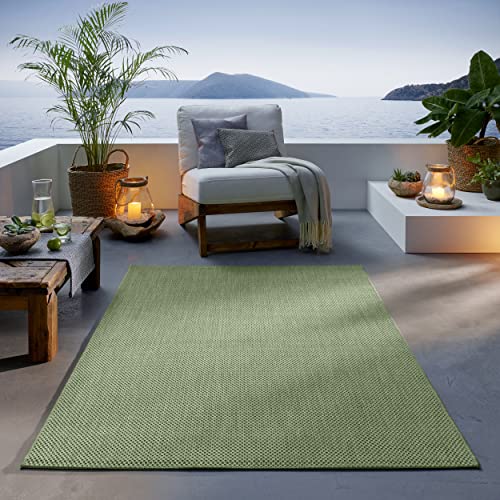 TacaHome Outdoor Teppich I UV-Stabil Für Drinnen und Draußen I Terrasse Balkon Garten Wohnzimmer Badezimmer Küche Flur Läufer | 140 x 200 cm Grün von TacaHome