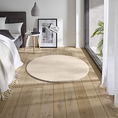 TacaHome Waschbarer Kurzflor Teppich Anti-Rutsch I Flauschiger Flachflor für Badezimmer Wohnzimmer Schlafzimmer Kinderzimmer Flur Läufer | 120 cm rund Creme TacaHome Waschbarer Kurzflor Teppich Anti-Rutsch I Flauschiger Flachflor für Badezimmer Wohnzimmer Schlafzimmer Kinderzimmer Flur Läufer | 120 cm rund Creme von TacaHome
