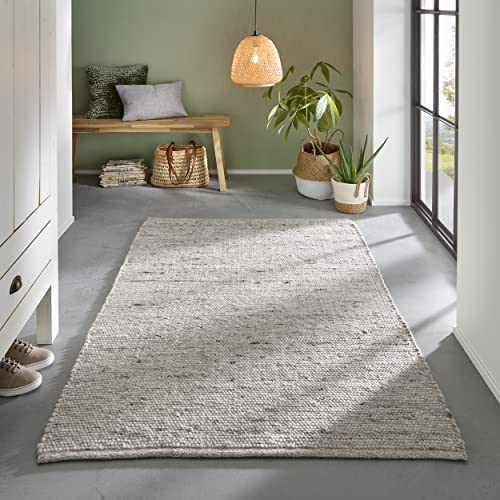 TacaHome Wollteppich Handweb Teppich Gewalkt I Reine Schur-Wolle im Skandinavischen Design I Wohnzimmer Schlafzimmer Esszimmer Kinderzimer Büro | 160 x 230 cm Grau Meliert TacaHome Wollteppich Handweb Teppich Gewalkt I Reine Schur-Wolle im Skandinavischen Design I Wohnzimmer Schlafzimmer Esszimmer Kinderzimer Büro | 160 x 230 cm Grau Meliert von TacaHome