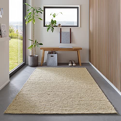 TacaHome Wollteppich Handweb Teppich Gewalkt I Reine Schur-Wolle im Skandinavischen Design I Wohnzimmer Schlafzimmer Esszimmer Kinderzimer Büro | 70 x 130 cm Natur Meliert TacaHome Wollteppich Handweb Teppich Gewalkt I Reine Schur-Wolle im Skandinavischen Design I Wohnzimmer Schlafzimmer Esszimmer Kinderzimer Büro | 70 x 130 cm Natur Meliert von TacaHome