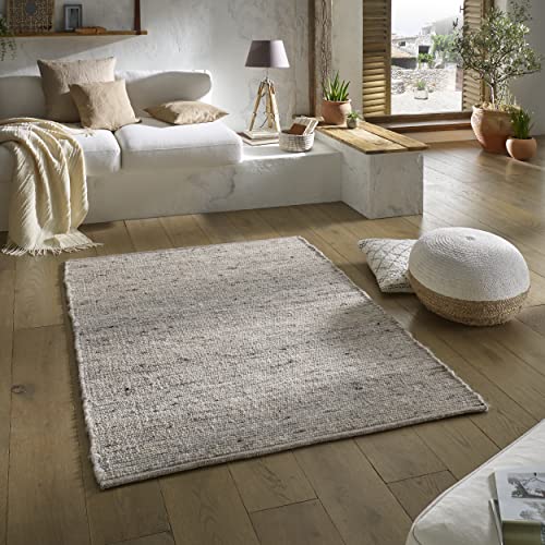 TacaHome Wollteppich Natur Handweb Teppich I Reine Schur-Wolle im Skandinavischen Design I Wohnzimmer Schlafzimmer Esszimmer Kinderzimer Büro | 140 x 200 cm Grau Meliert TacaHome Wollteppich Natur Handweb Teppich I Reine Schur-Wolle im Skandinavischen Design I Wohnzimmer Schlafzimmer Esszimmer Kinderzimer Büro | 140 x 200 cm Grau Meliert von TacaHome