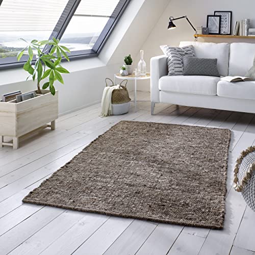 TacaHome Wollteppich Natur Handweb Teppich I Reine Schur-Wolle im Skandinavischen Design I Wohnzimmer Schlafzimmer Esszimmer Kinderzimer Büro | 250 x 340 cm Grau Multi von TacaHome