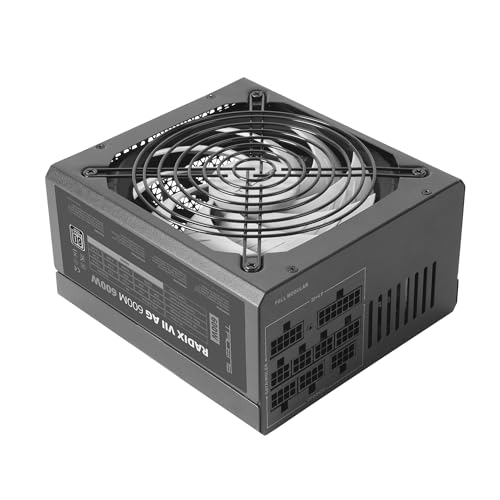 Tacens Radix VII AG 600, Vollmodulares 600W ATX-Netzteil, 10 Jahre Garantie, 80Plus Silver, +87% Wirkungsgrad, 140mm FDB-Lüfter mit AI-RPM Technologie, Japanische-Kondensatoren 105º, Schwarz von TACENS