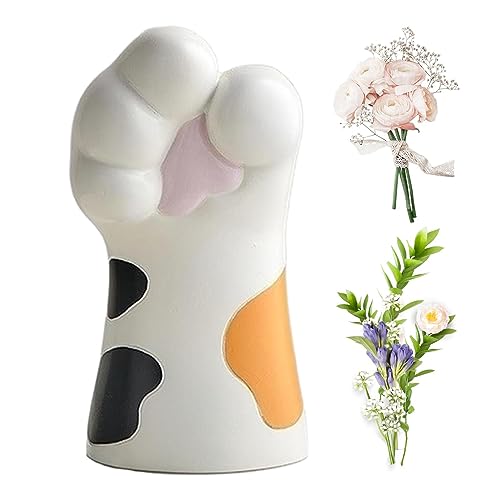 Katzenpfoten-Vase, niedliche Katzenkrallen-Blumenvase, Cartoon-Katzenklauen-Blumentopf aus Kunstharz, Tischdekoration, Blumenarrangement-Vase, kreative Katzenpfoten-Vase, Heimkunst-Ornamente von Tacery
