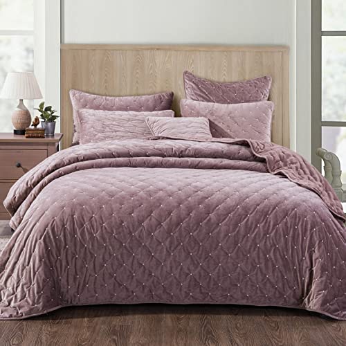 Tache 853 - Velvety - Tufted Stitching Modern King Mauve von Tache Home Fashion