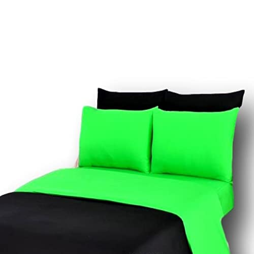 Tache Wende-Bettwäsche-Set, 100% Baumwolle, Limettengrün/Schwarz, 6-teilig, Cal King Size von Tache Home Fashion