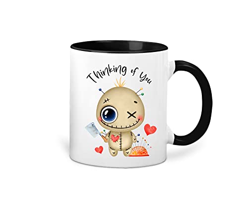 Lustige Kaffeetasse mit Voodoo Puppe Spruch Thinking Of You Tasse Kaffeebecher Anti Valentinstag von Tachinedas Kreativshop