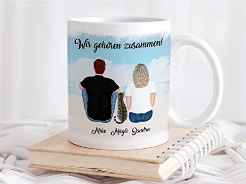 Personalisierte Tasse Herrchen und Katze Frauchen und Haustier mit Namen und Spruch von Tachinedas Kreativshop