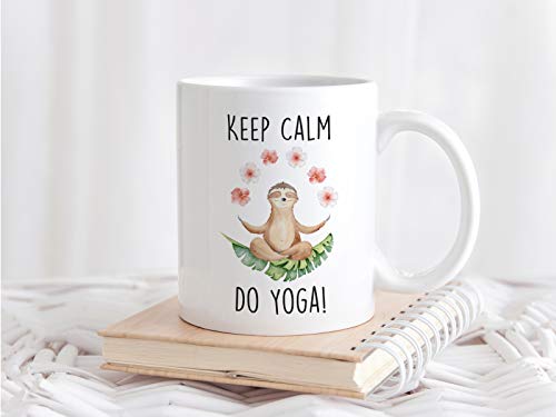 Faultier Tasse mit Spruch Keep Calm Do Yoga von Tachinedas Kreativshop