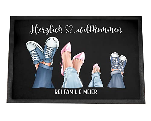 Tachinedas Kreativshop Personalisierte Fußmatte Schuhe Familie Sneakers Herzlich Willkommen Türmatte (60 x 40 cm) von Tachinedas Kreativshop