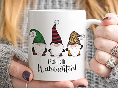 Tachinedas Kreativshop Weihnachtstasse mit Wichtel und Spruch Bedruckte Tasse Fröhliche Weihnachten von Tachinedas Kreativshop