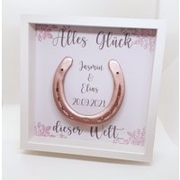 Glücksbringer Hufeisen Im Rahmen Personalisierter Bilderrahmen Geschenkidee Zu Hochzeit Geburt Taufe Einweihungsgeschenk von TachinedasCreative