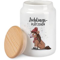 Keksdose Pony Lieblingsplätzchen Pferd Cookiedose Vorratsglas Mit Holzdeckel Plätzchendose Weihnachten von TachinedasCreative