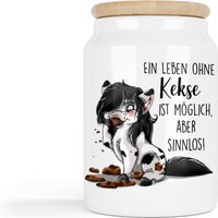 Keksdose Pony Mit Witzigem Spruch Ein Leben Ohne Kekse Ist Sinnlos Pferd Cookiedose Vorratsdose Holzdeckel Plätzchendose von TachinedasCreative