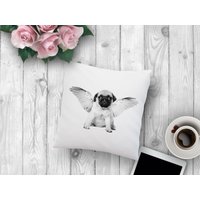 Kissen Mit Mops Print Hund 40x40 cm Weiß von TachinedasCreative
