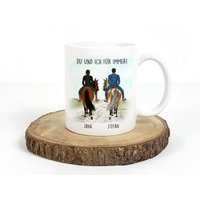 Personalisierte Tasse Pferd Und Reiter Mit Namen Spruch Pferdetasse Pärchentasse Beste Freundinnen Pferde Kaffeebecher Kaffeetasse von TachinedasCreative