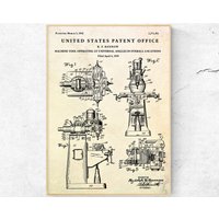 Bridgeport Milling Machine 1942 Patent Druck. Vintage Werkzeuge Inventionen Blueprint Poster. Werkstatt Wand Kunst Dekor. Fertig Zum Aufhängen von Taciturnart