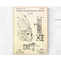 Wecker 1885 Patentdruck. Handgemachte Uhr Zum Aufziehen Vintage Inventions Zahnräder Blueprint Poster. Steampunk Wandkunst. Fertig Aufhängen von Taciturnart