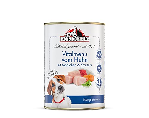 TACKENBERG Vitalmenü vom Huhn mit Möhrchen & Kräutern Nassfutter Dose für Hunde - Hundefutter in Premiumqualität - 12 x 400 g TACKENBERG Vitalmenü vom Huhn mit Möhrchen & Kräutern Nassfutter Dose für Hunde - Hundefutter in Premiumqualität - 12 x 400 g von Tackenberg