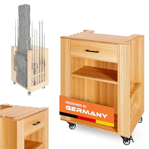 Tackley Angelschrank zur Aufbewahrung von Angelausrüstung, 65x50x84,5 cm, Farbe Kiefer, Halter für 12 Angelruten, optionale Halter für bis zu 8 Angelrollen, Schubladen und Fächer für Angelzubehör Tackley Angelschrank zur Aufbewahrung von Angelausrüstung, 65x50x84,5 cm, Farbe Kiefer, Halter für 12 Angelruten, optionale Halter für bis zu 8 Angelrollen, Schubladen und Fächer für Angelzubehör von Tackley