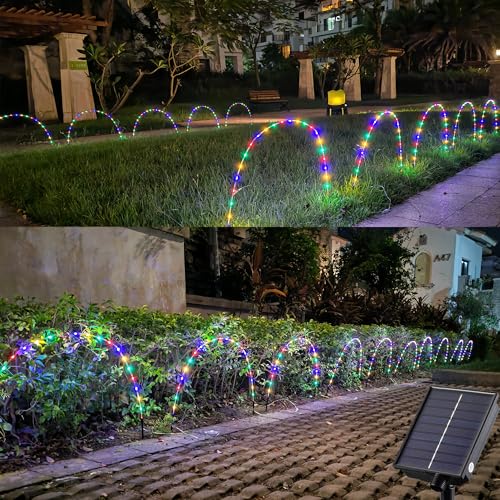 Tacobey Solarleuchten für Außen Garten, 5 Stück LED Rohrleuchten Anschließbar, Wasserdicht Solarlampe Wegbeleuchtung für Außen Garten Rasen Auffahrt Gehweg Wege Deko (Bunt) von Tacobey