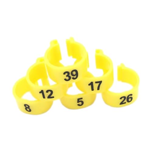 100 Stück 10 mm nummerierte Vogelbeinbänder aus Kunststoff mit Clip zur Identifizierung von Papageien- und Taubenbeinbändern,Gelb,100 Stück 100 Stück 10 mm nummerierte Vogelbeinbänder aus Kunststoff mit Clip zur Identifizierung von Papageien- und Taubenbeinbändern,Gelb,100 Stück von Taconey