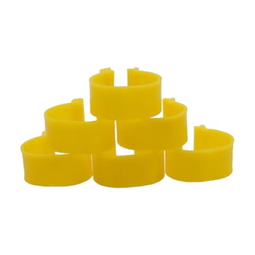 100 Stück 16 mm große, blanke Kunststoff-Beinbänder zum Anklipsen für Geflügel, geeignet für Vogel-, Tauben- und Hühnergehege, einfach zu installieren.,Gelb,Innendurchmesser 16mm von Taconey