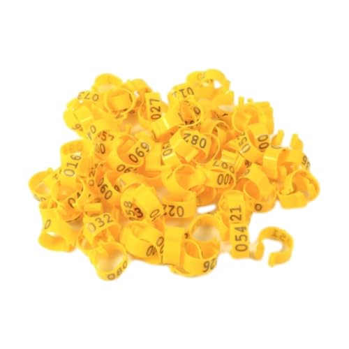 100 Stück 16 mm große, leere Kunststoff-Anhängerschnallen für Geflügelbeine zur Identifizierung von Hühner-, Enten- und Gänsebeinen, einfach zu verwenden.,Gelb,Einheitsgrösse von Taconey