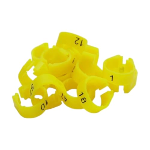 100 Stück 8 mm Kunststoffclip-Vogelbeinbänder zur Identifizierung von Tauben-, Geflügel- und Papageienbeinbändern,Gelb,Einheitsgrösse von Taconey