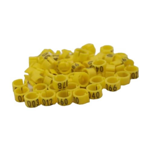 100Pcs 8mm Kunststoff Identifikation Vogel Fuß Ring für Brieftaube Training Bein Band Liefert,Gelb,Einheitsgrösse von Taconey